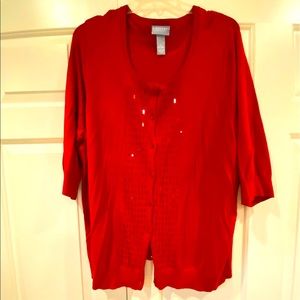 Liz and Me 3X Red Cardigan